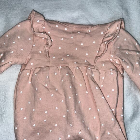 Rabbit + Bear Baby Girl Long Sleeve Polka Dot Ruffle Romper - 0-3 Months - Picture 6 of 8